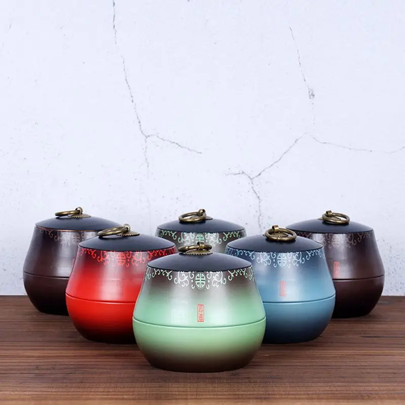 

1 Pc Tea Cans Metal Tins Box Tea Packaging Cans Empty Cans Flower Tea Caddies Tinplate Sealed Can Kitchen Spice Jars Storage Box