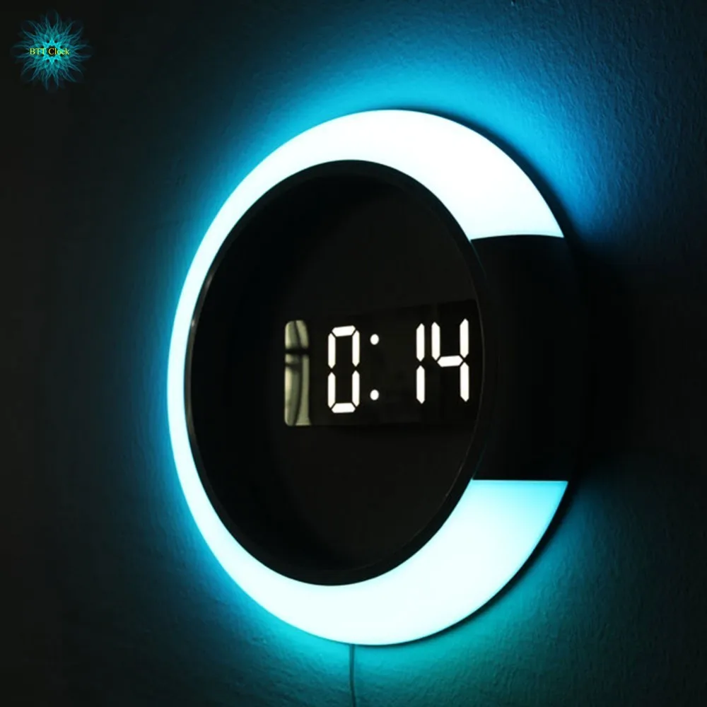 3D светодиодные цифровые настольные часы будильник зеркальные полые настенные