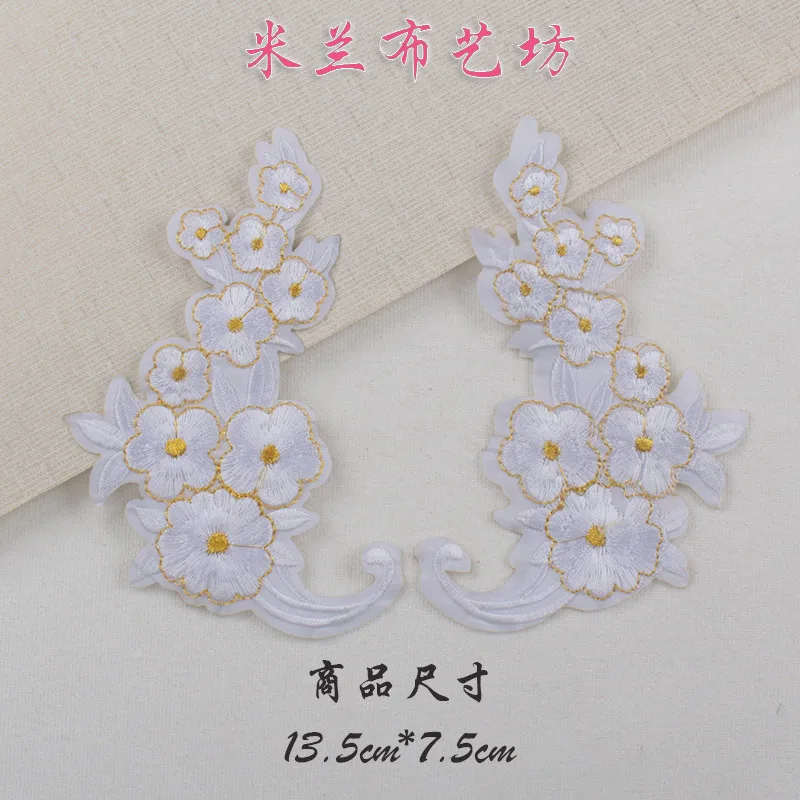 1 пара зеркал сливы вышитые тканевые наклейки завод китайский стиль аксессуары