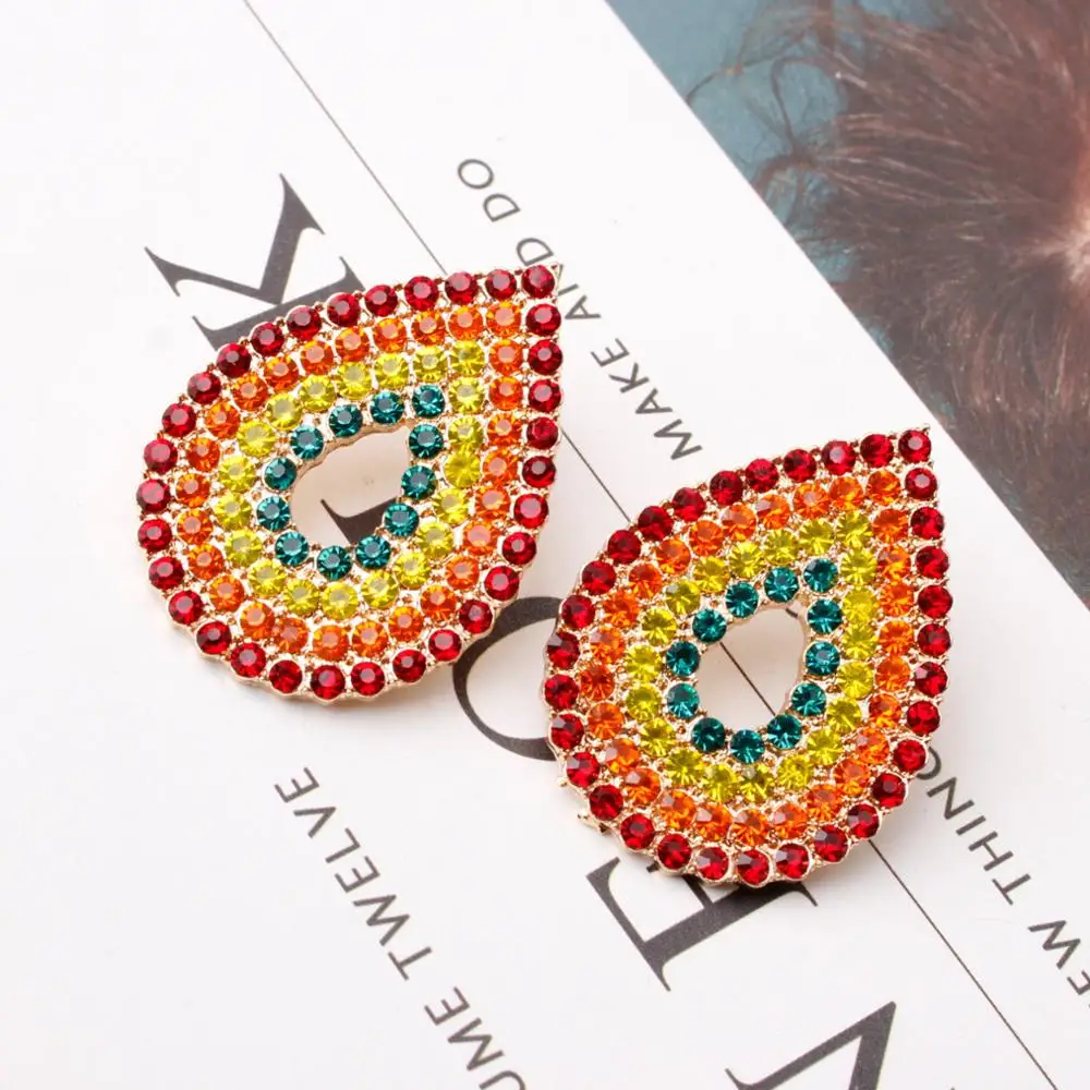 

S1156 Fashion Jewelry Water Drop Earrings Colorful Rhinestone Stud Earrings