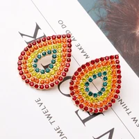 s1156 fashion jewelry water drop earrings colorful rhinestone stud earrings