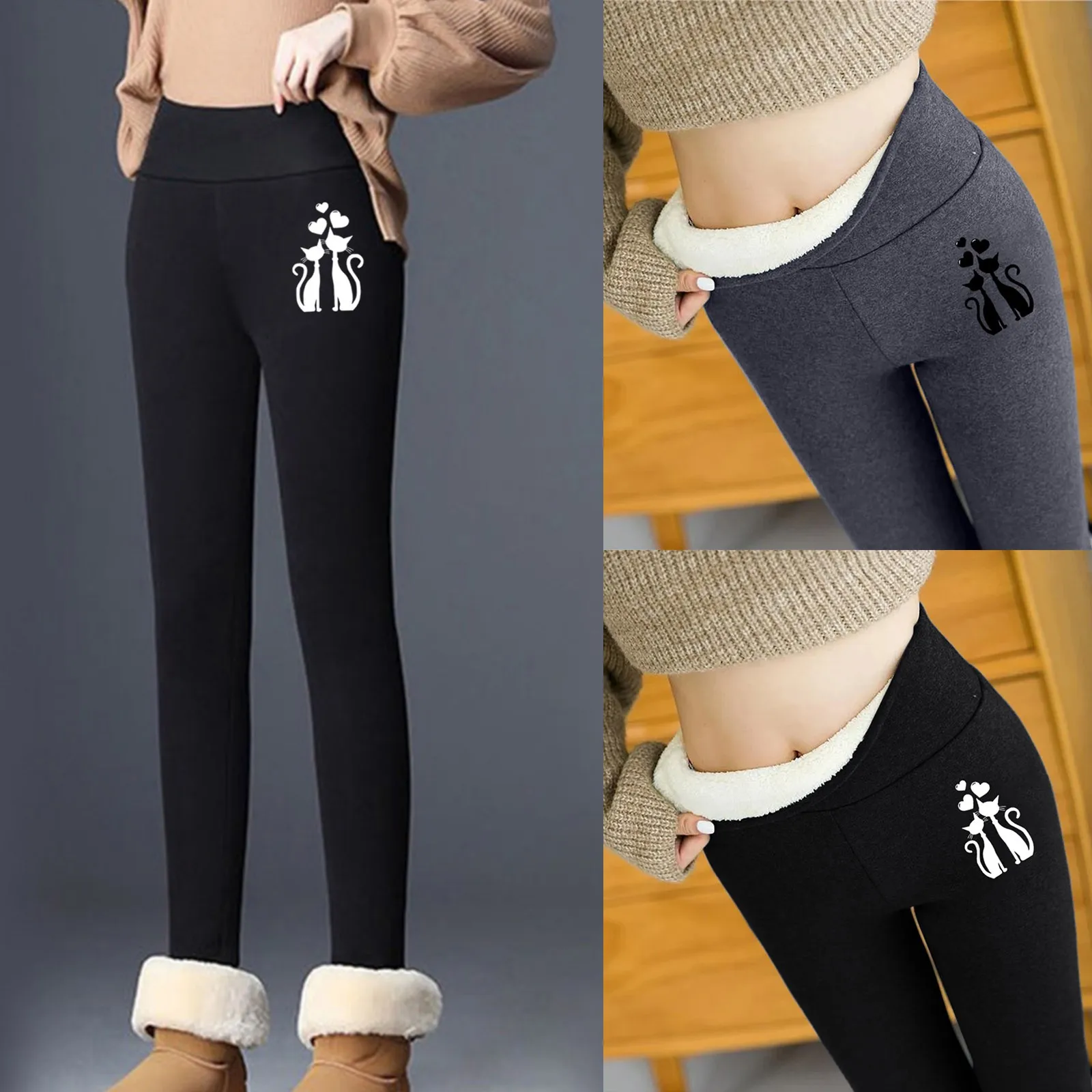 

Ropa Mujer Casual Leggings Women Kawaii Cat Women Warm Winter Autumn Pants Tight Thick Velvet Trousers Leggings Лосины Женские