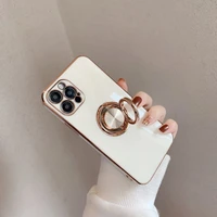 luxury ring holder plated case for iphone 11 7 8 plus gold grip metal phone stand cover for iphone 12 pro max xs xr se 2020 x