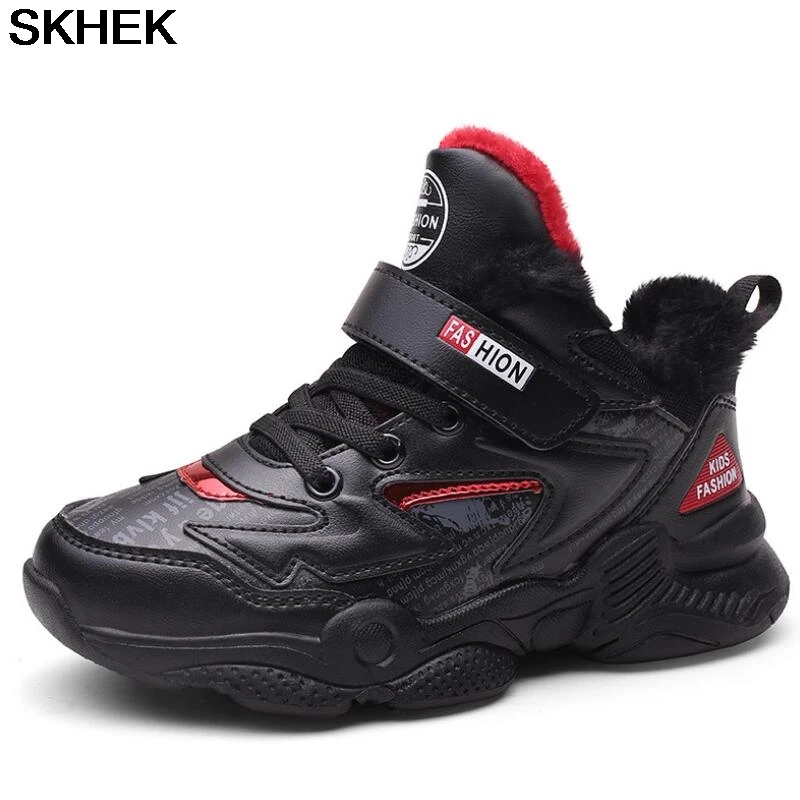 

SKHEK Boys Boots Winter Kids Snow Boots Sport Children Shoes For Boys Sneakers Fashion 2021 New Leather Child Shoes