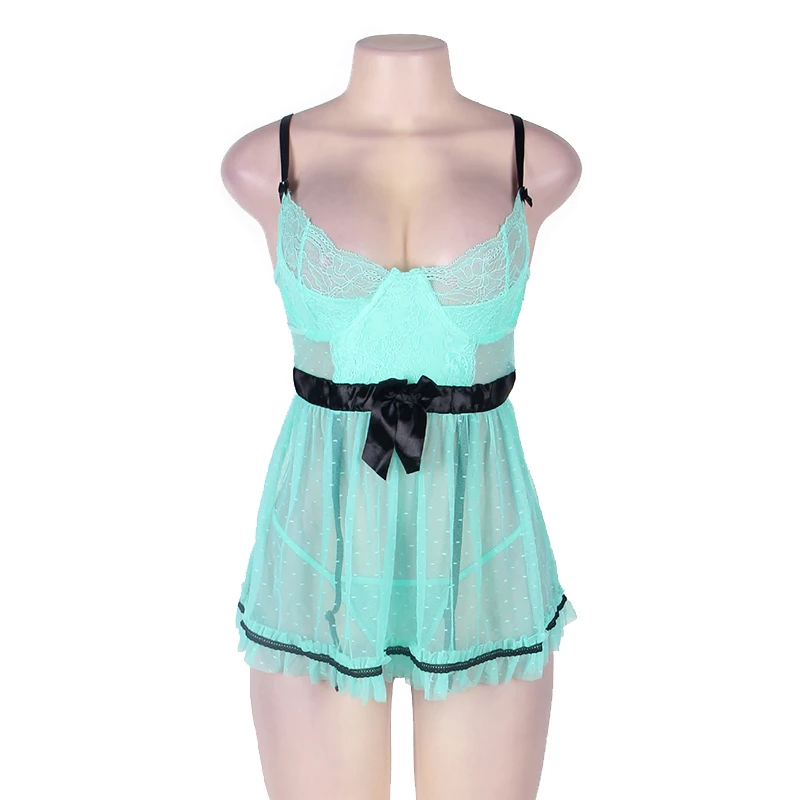 Сексуальное женское белье размера плюс с открытой спиной Узор в горошек Видеть