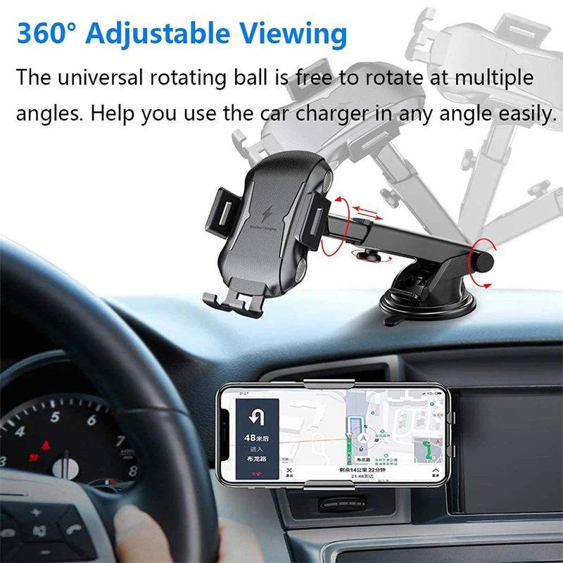 wireless car charger 15w qi fast charging auto clamping car mount for iphone 12 11 xs max xr 8 plus samsung s20 s10 note10 plus free global shipping