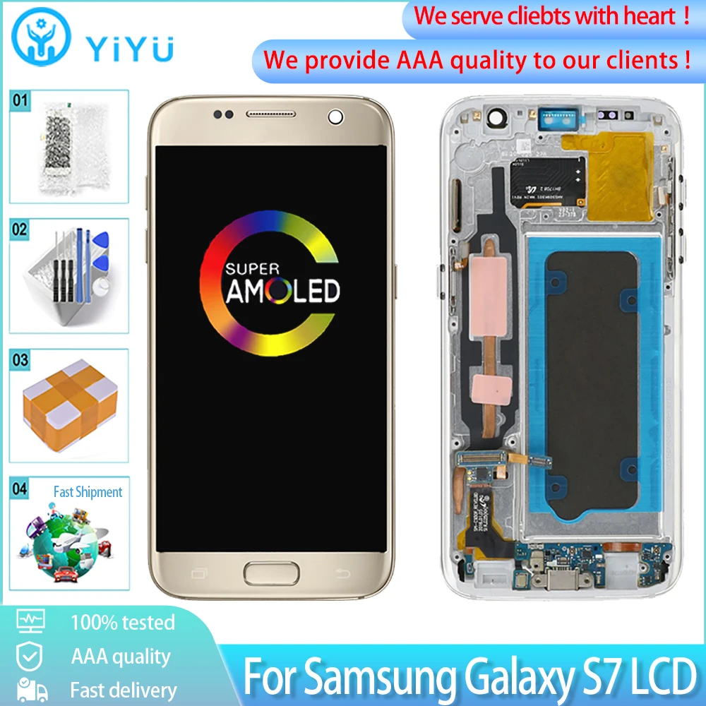 ЖК дисплей AMOLED 5 1 дюйма для SAMSUNG Galaxy S7 G930 G930F оригинальный сенсорный экран