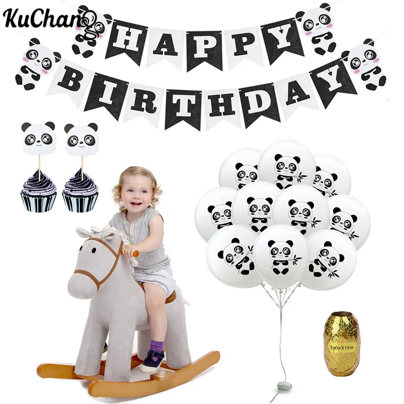 Мультяшная панда искусственные украшения одноразовая посуда для детей и девочек