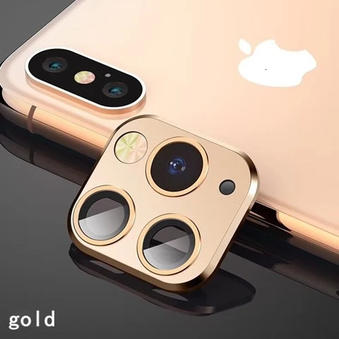 Камера объектив секунд изменение для iPhone 11 защитное кольцо Крышка для iPhone X XS MAX Камера Защитная крышка поддержка обновления флэш-памяти - Цвет: Gold