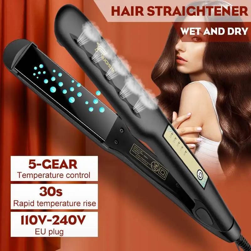 

Hair Straightener 5-Gear Adjustment Hair Straightener Steam Hair Straightener Styling Tool 150-230°C Wet&Dry Hair Straighten