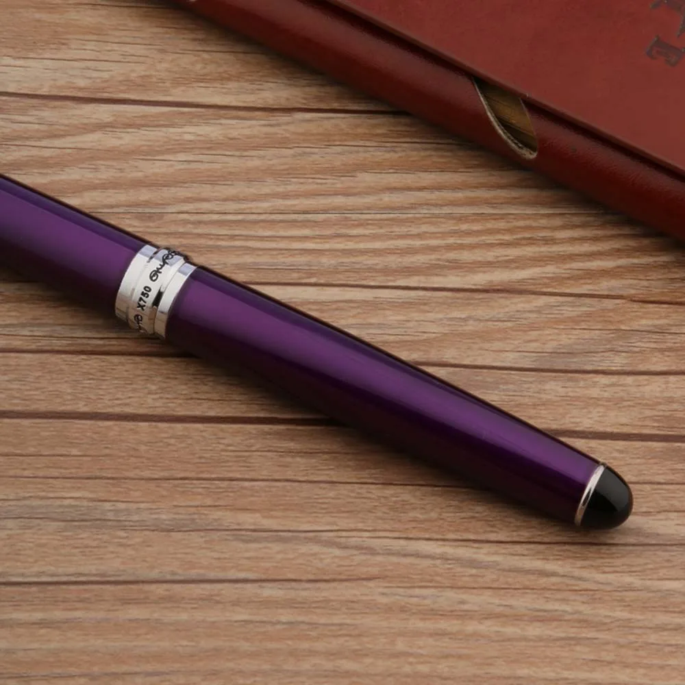 Jinhao X750 перьевая ручка металлическая фиолетовый Серебряный изгиб Перо Чернила