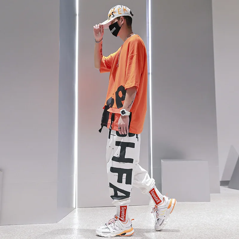 Streetwear Men's Pants Harajuku Fashion Joggers Trousers Cargo Pants Elastic Waist Cargo Pants Men Casual Hip Hop Sweatpants Men