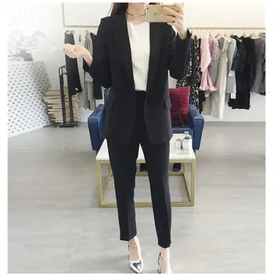 

Red Professional Women's Slim Fit Office Business Suits Female Formal Uniform 2 Pieces Suits Jacket Pants