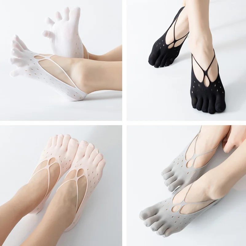 

USHINE Women summer five-finger socks ultra-thin socks funny invisible juice with anti-slip silicone breathing anti-friction