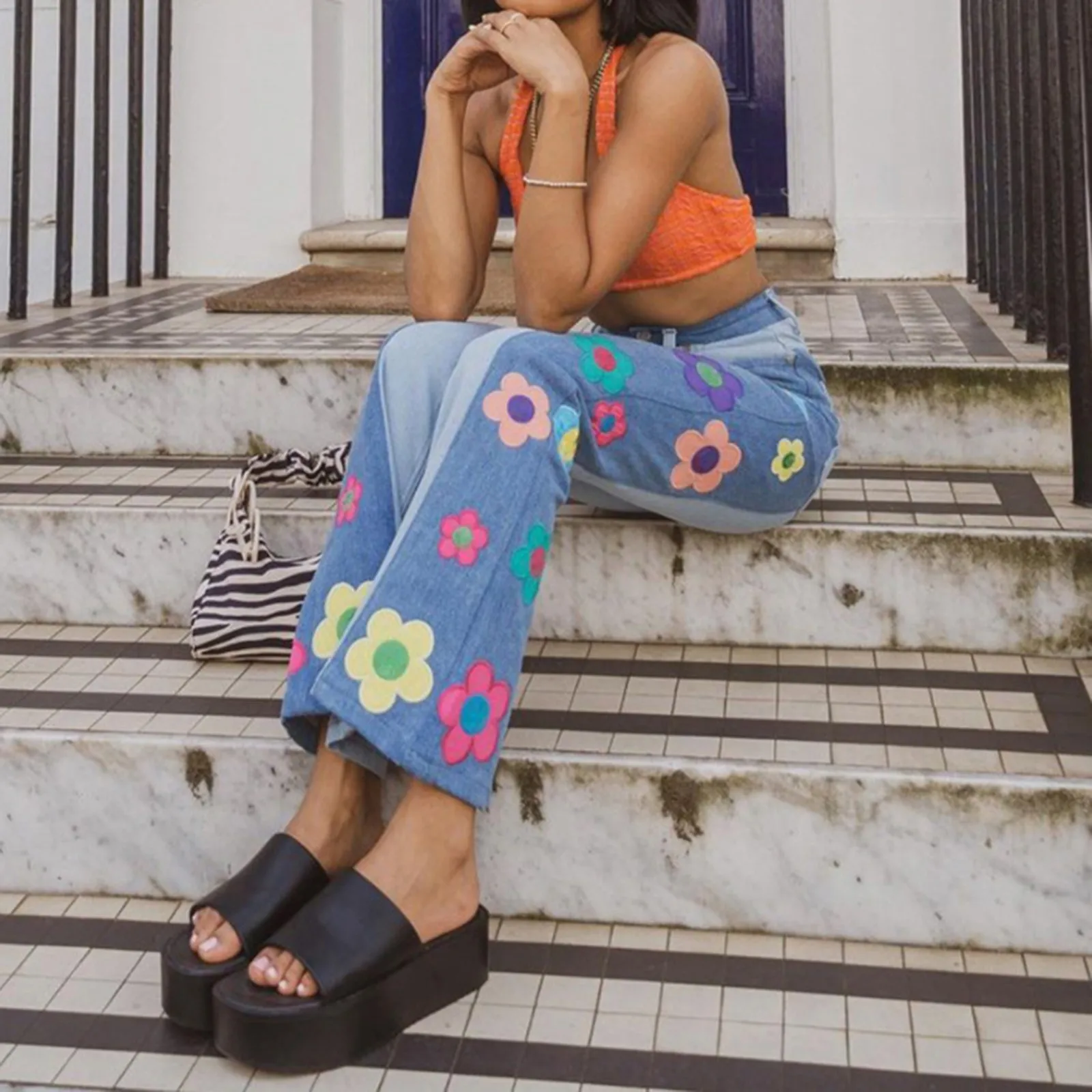 Женские повседневные джинсовые брюки с высокой талией 90-х годов прямые