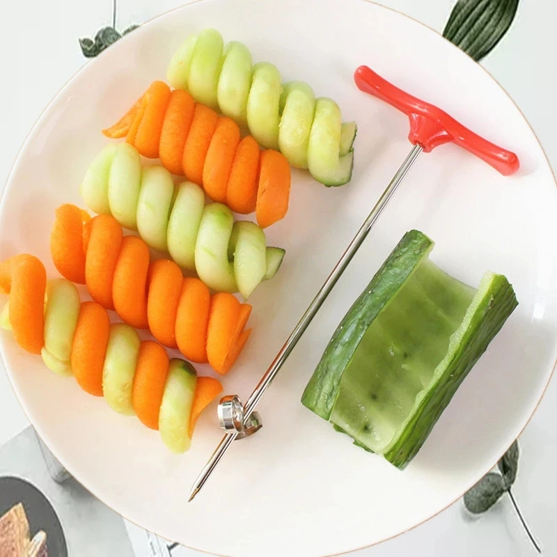 

Vegetable Spiral Knife Carving Tool Potato Carrot Cucumber Salad Chopper Manual Spiral Screw Slicer Cutter Spiralizer Gadget