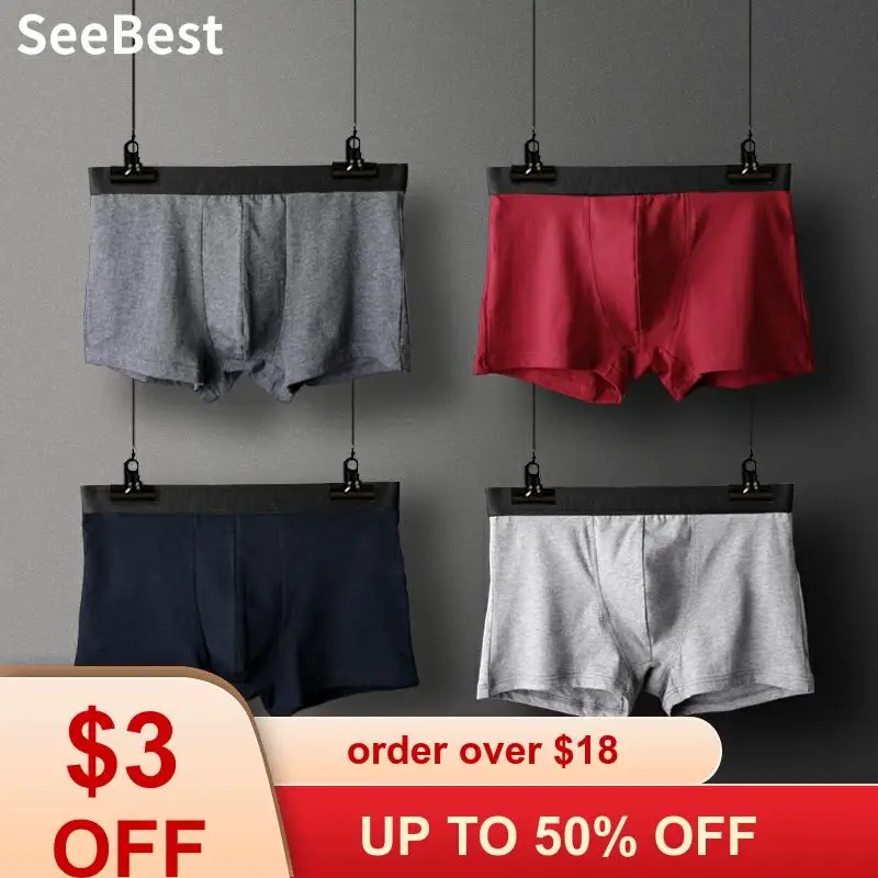 SeeBest мужские трусы боксеры хлопковое нижнее белье для мужчин дышащие свободные