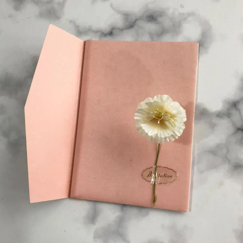 20pcs/lot White Flower Grand Theme Wedding Invitation Card Simple Envelope Birthday Party | Дом и сад