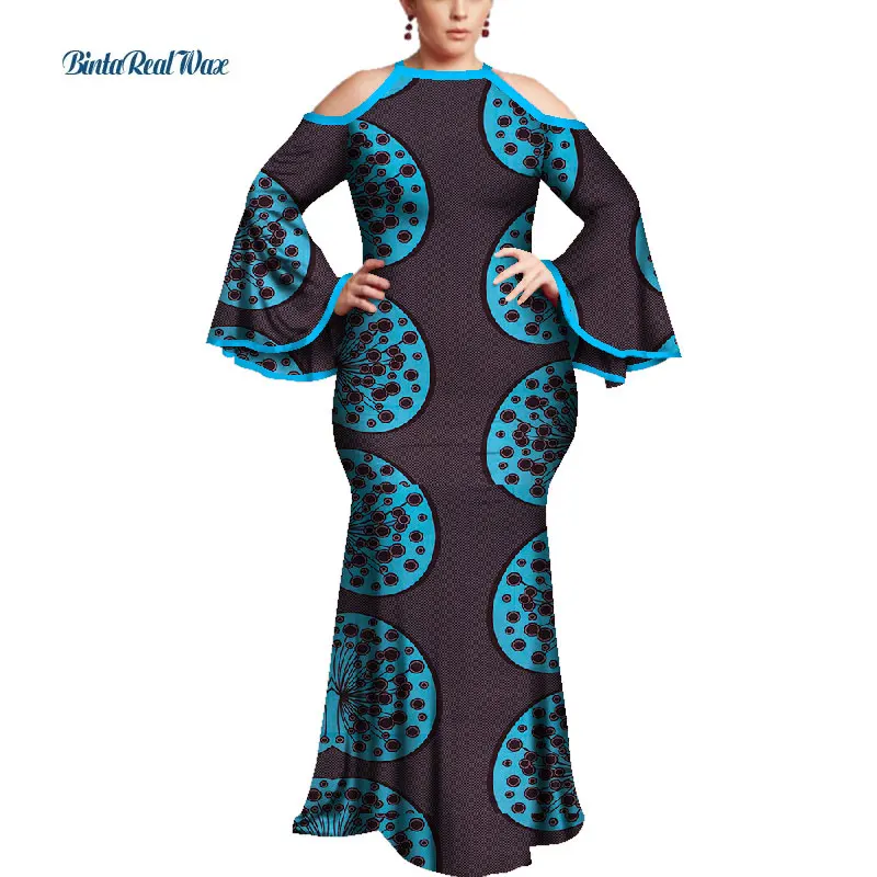

Dashiki African Dresses for Women Bazin Riche African Clothes Ankara Print Long Dresses Engagement African DesignClothing WY4349