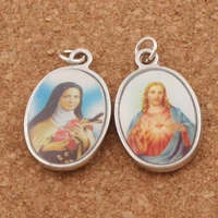 jesus saint christianism icon oval charm beads 25x15 5mm 100pcs zinc alloy pendants 2 sides t1569