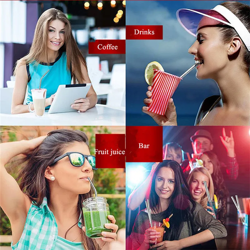 4/8 шт. Многоразовые металлические трубочки для питья высокое качество