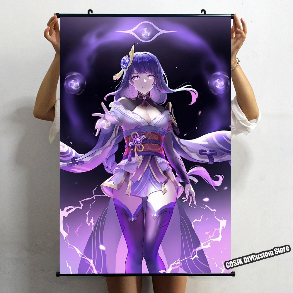 

Популярная Аниме игра Genshin Impact Raiden Shogun плакат настенный свиток домашний декор HD обои настенное украшение для почтовой комнаты Прямая постав...