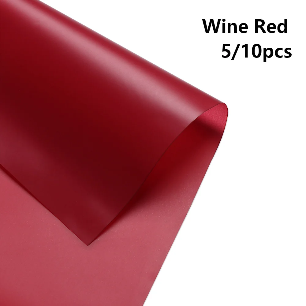 wine red 5 шт корейский Стиль полупрозрачная водонепроницаемая бумага обертывание пинг цветок обертывание бумага Рождественская упаковка для свадебного подарка бумага - Цвет: wine red