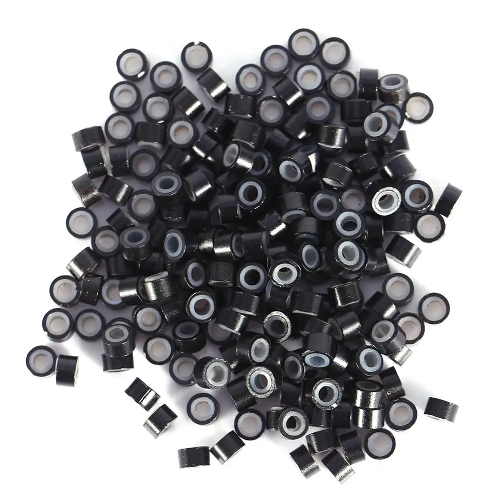 Black 200Pcs 200/500/1000 шт. волосы бусин 4*3 мм волосы для loop-наращивания на микро-кольца силиконовые кольца/ссылки/бусины заколки для волос Инструменты для наращивания волос бусины Кольцо - Цвет: Black 200Pcs
