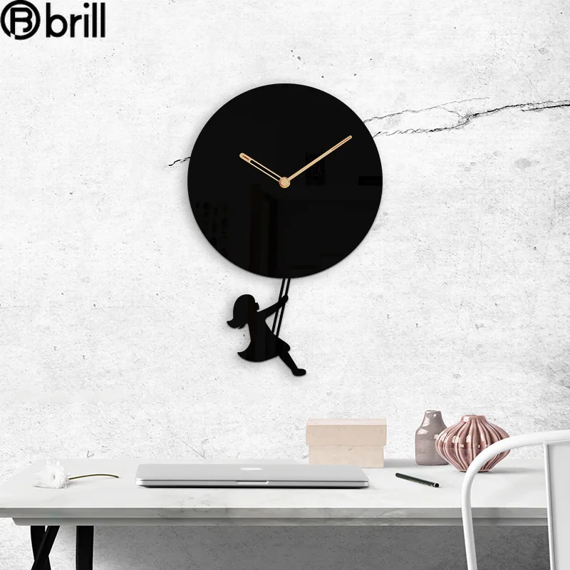 

Creative Black Wall Clock Swing Clocks Wall Home Decor Acrylic Living Room Bedroom Office Decoration Modern Silent Gift Ideas 50
