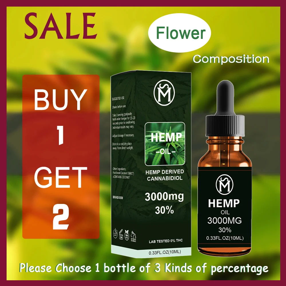 OSM Premium Golden Full Spectrum 10ML Hemp Flower Extraction essential Oil Having REAL 1500-3000mg  good for Relax mind and body