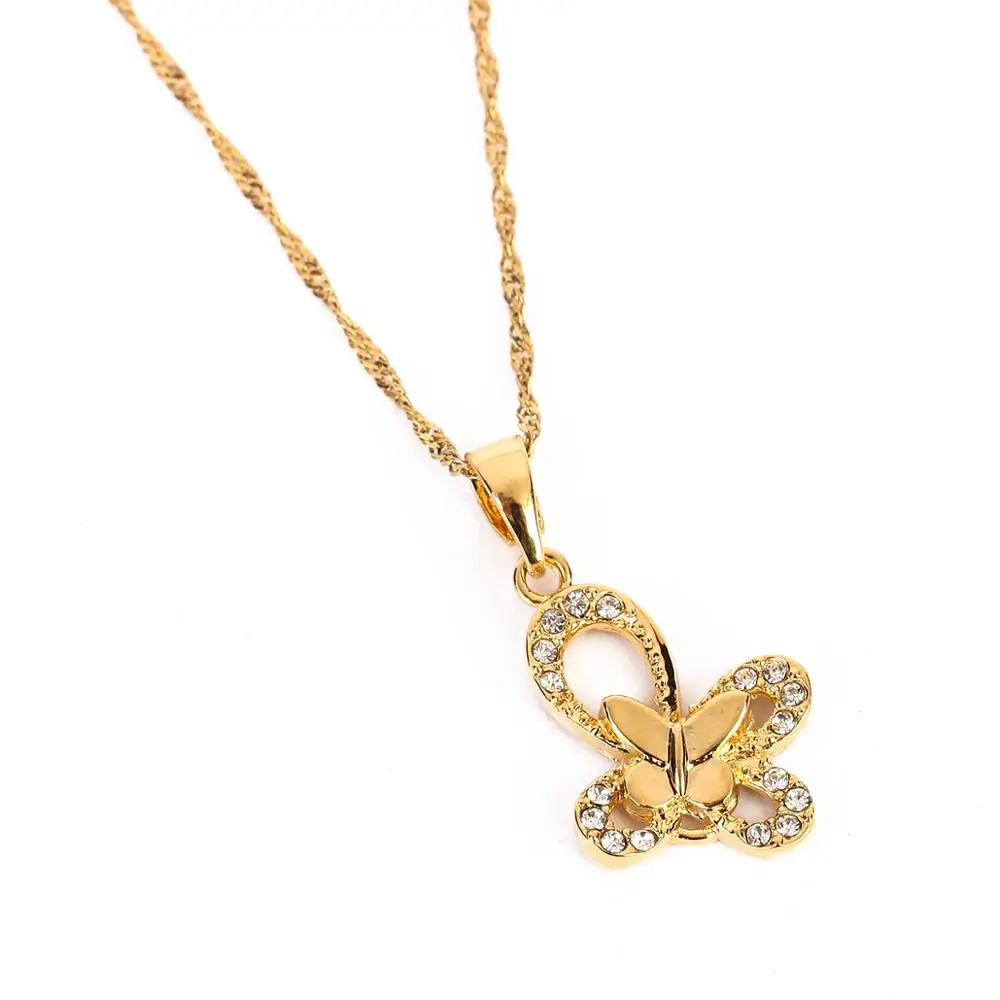 Уникальное ожерелье с кулоном в виде бабочки 24 каратного золота модные ювелирные