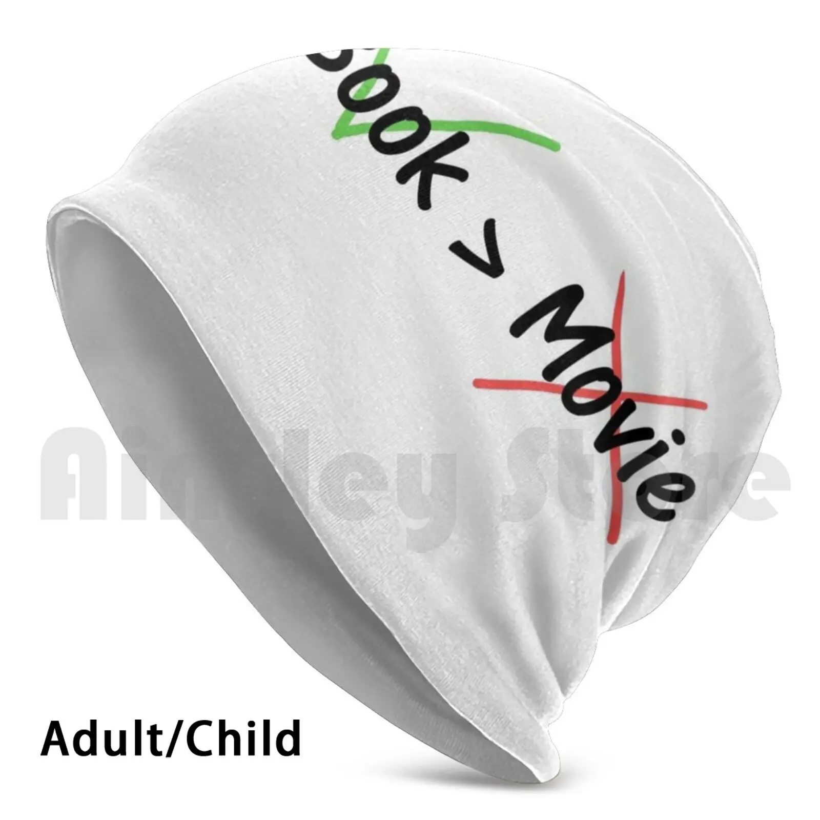 

Book Vs Movie Beanie Hedging Cap DIY Print Cushion Book Movie Book Vs Movie Better Superior Black And White Checked