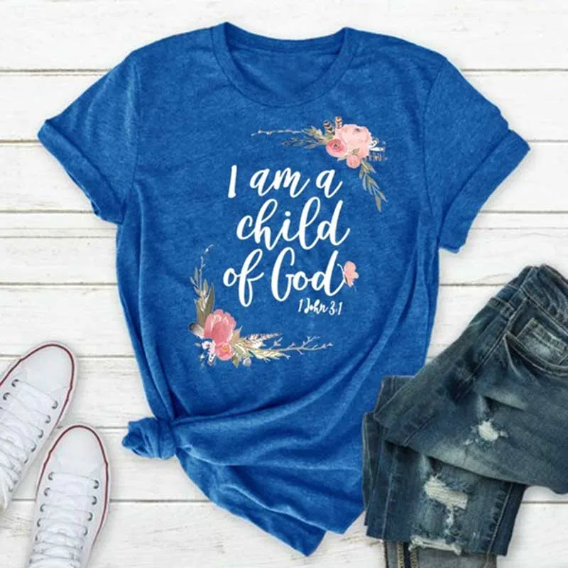 I Am A Child Of God/футболка из 100% хлопка мягкие белые повседневные футболки с круглым