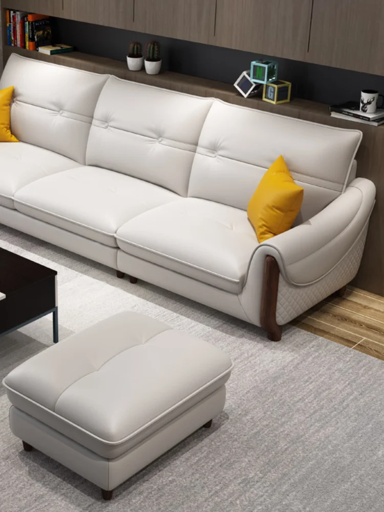 Кожаный комбинированный диван в скандинавском стиле под заказ роскошный кожаная