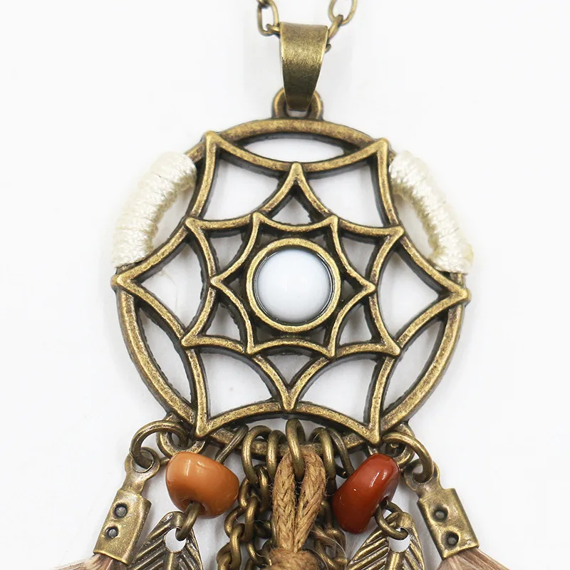 Vintage Punk Feather Women's necklace Ethnic Dream catcher Long pendant chain Bohemian fow women | Украшения и аксессуары