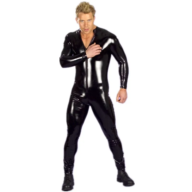 Helloween Sexy Wetlook Faux Leather Catwomen Jumpsuit Masquerade Clubwear Crotch Zipper Catsuit Bodysuit |