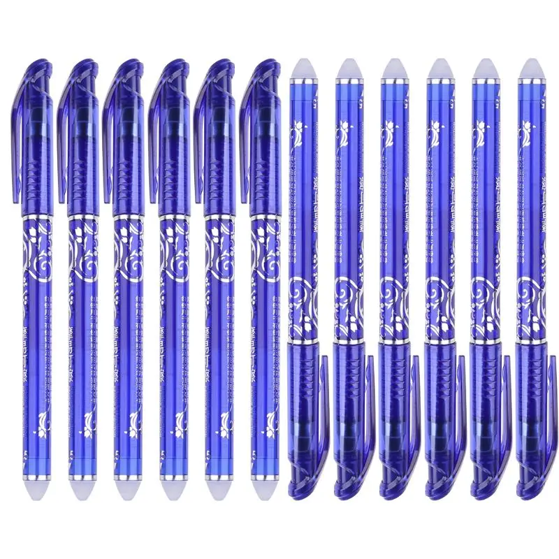 

12 pcs Luxury Erasable 0.5mm Gel Pen Blue ink Slim Ballpoint Office Student Writing Tool Stationery Supply