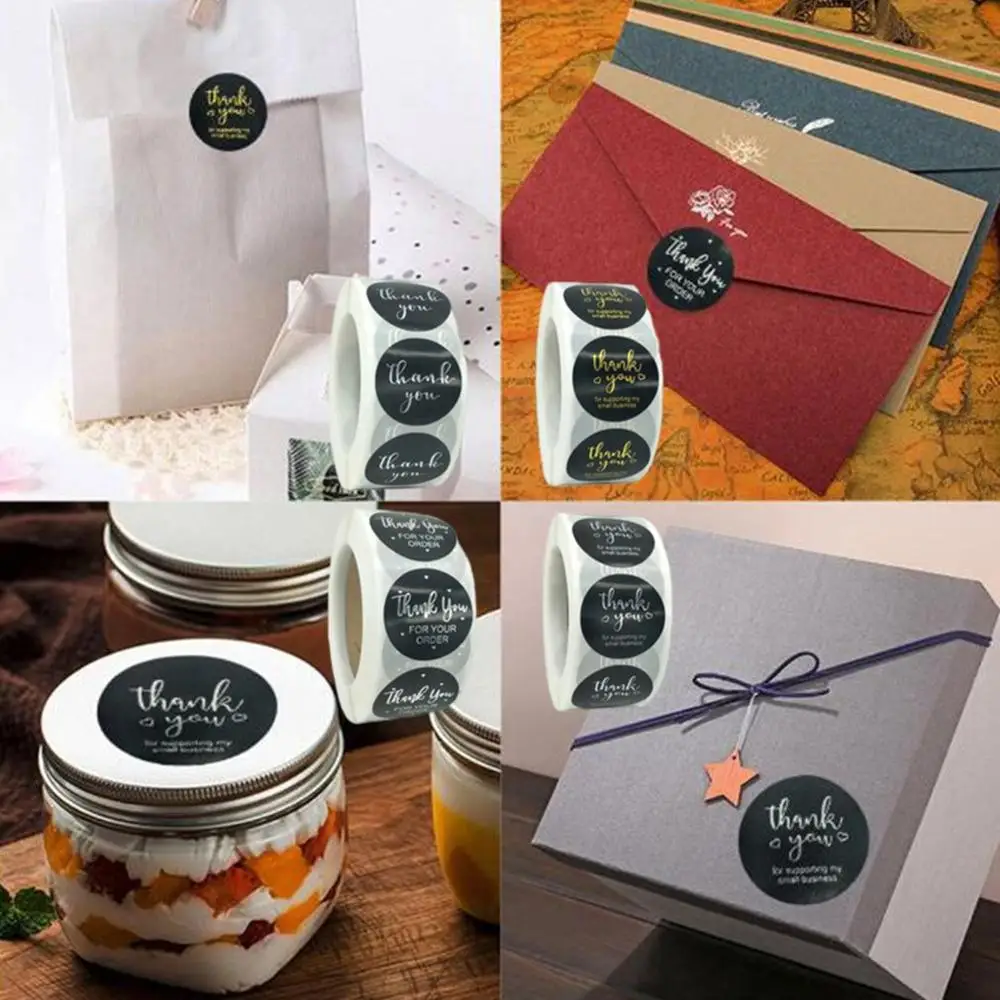 

500pcs/roll Roll Thank You Flower Stickers Holiday Wedding Decoration Stickers Round Self-Adhesive Seal Labels 4 Inch