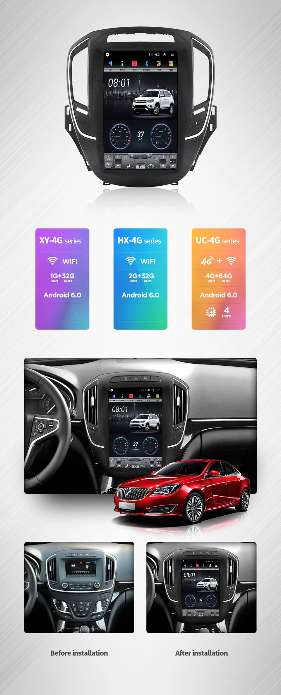 4G Lte 64G rom вертикальный экран android автомобильный gps Мультимедиа Видео Радио плеер 12,8 дюймов для opel новая система insignia navigaton