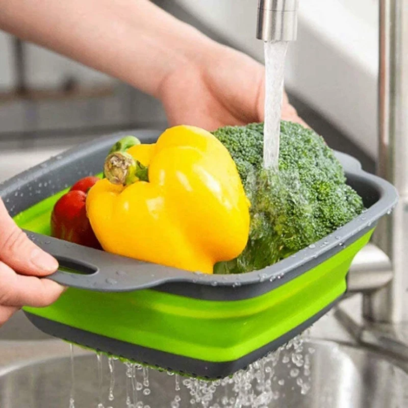 3 шт. складная сливная корзина для кухни квадратная с фильтром очистки фруктов и