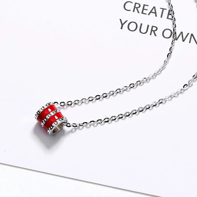 

S925 Slim Waist Fashion Jewelry Necklace Pendant Set Chain Couples Fashion Accessories Jewel Men And Women Lover Gifts 2 Color