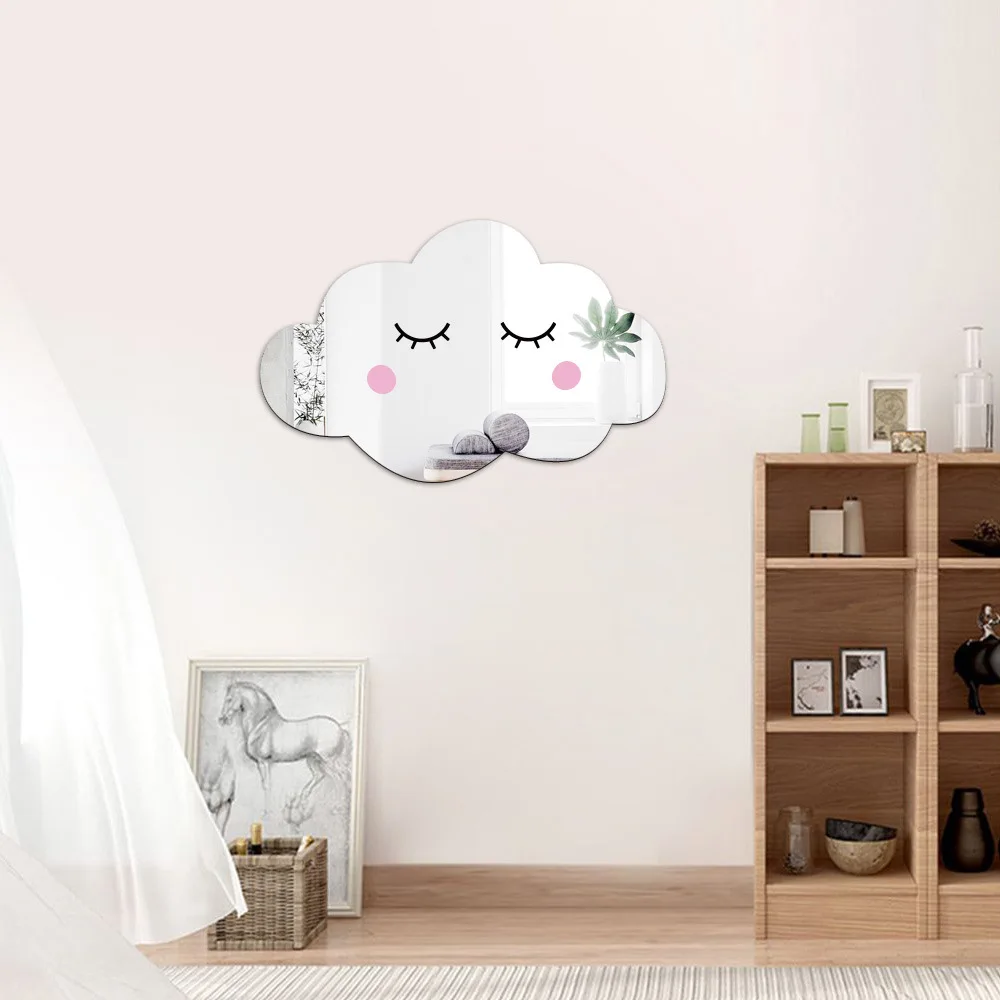 

3D скандинавские облака настенные Зеркальные Стикеры DIY Мультяшные зеркальные настенные стикеры s для детской комнаты гостиной домашний дек...