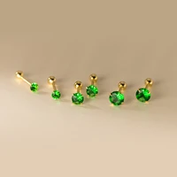 stud screw back earrings for women 925 sterling silver green zircon 3 4 5mm christmas gift jewelry accessories trend