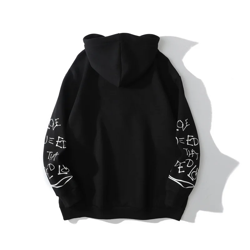

SEVEYFAN Men's Hip-hop Sweatshirt Alphabet Graffiti Hoodies Jacket Loose Long Sleeve Jacket