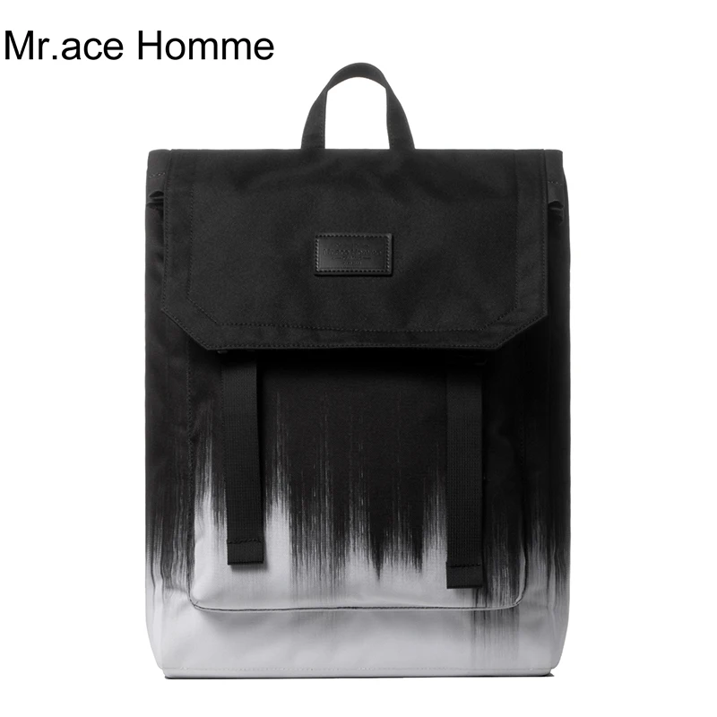 Черный и белый художественный большой рюкзак для ноутбука с принтом мужской