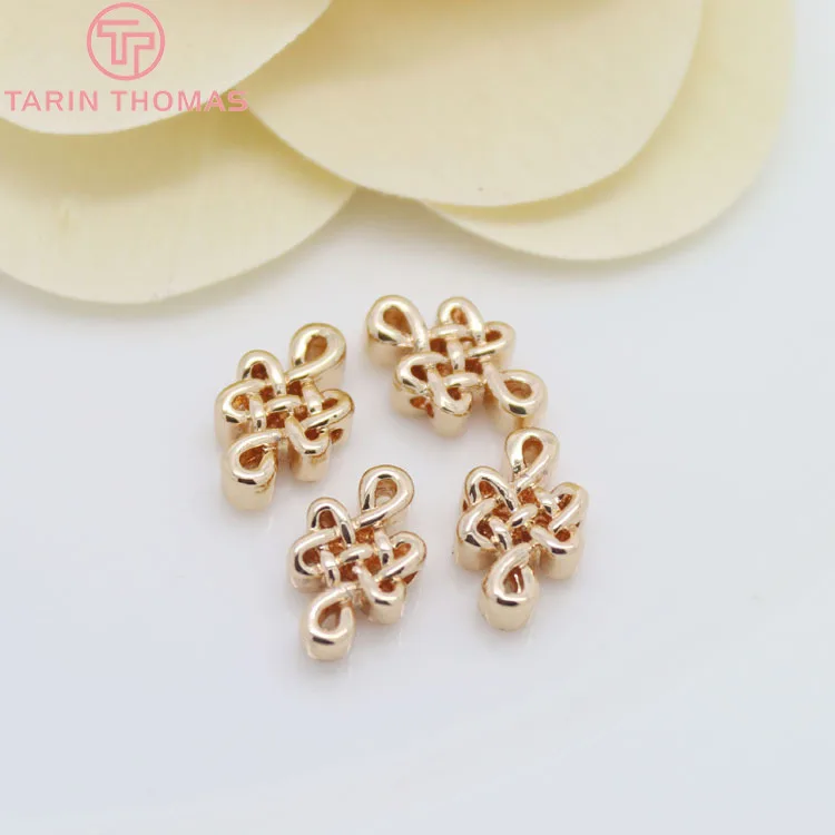 Латунные китайские бусины-узелки с покрытием 24-каратным золотом 7 х11 мм 6 шт. |