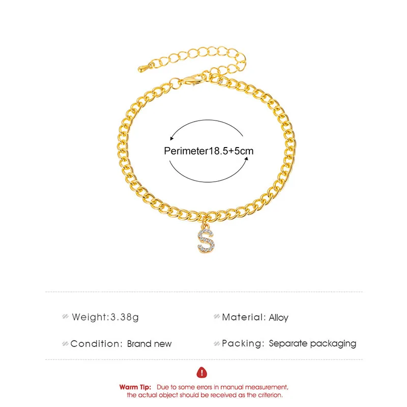 

Tiny A-Z Initial Letter Anklets For Women Gold Charm CZ Alphabet Cuban Link Anklet Bracelet Summer Beach Boho Jewelry Party Gift
