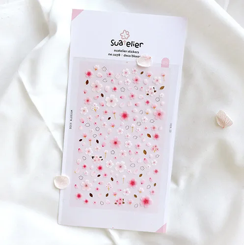 

Korean PVC Cherry Blossom Inlaid with Gilt HandmadeToys Drip Stickers DIY Decorative Stickers Flowers Stickers CN(Origin)
