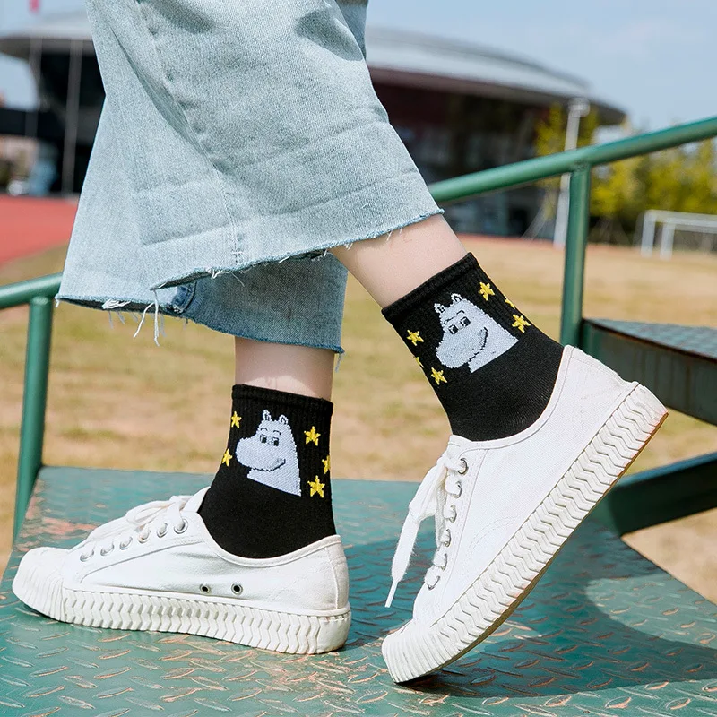 Весенне осенние хлопковые носки с животными в стиле хиппота для женщин