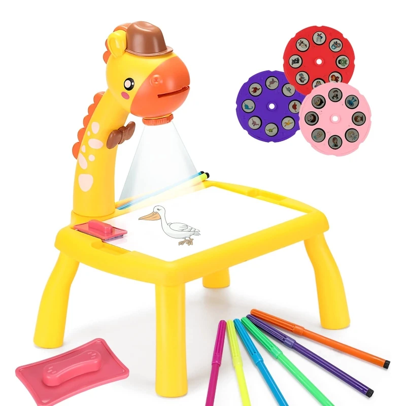 D55F Multifunctional Drawing Board Learning Desk with Music Function Trace and Draw Projector for Children Kid Art | Дом и сад
